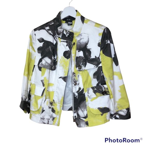 Per Se Womens Jacket Blazer Art to Wear Spring Career pockets high neck snap zip - Picture 1 of 8
